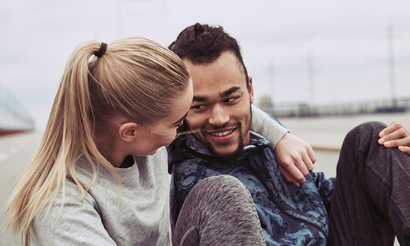couple hanging out after run