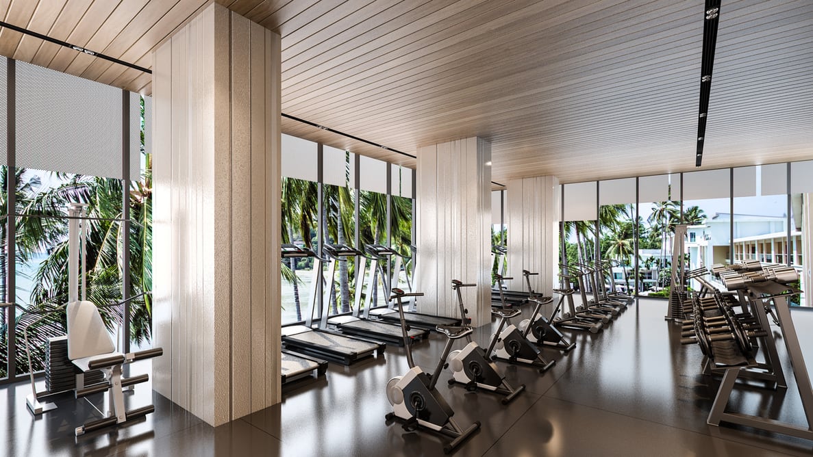 Luxury athletic club with modern exercise machines