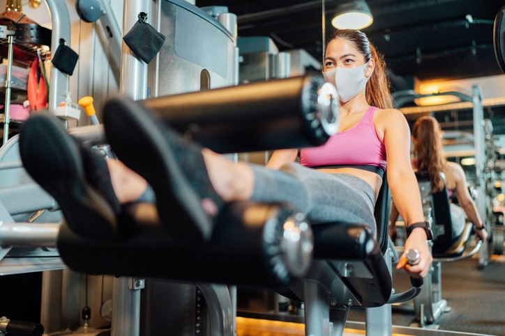 Women doing workout with wearing mask, CO