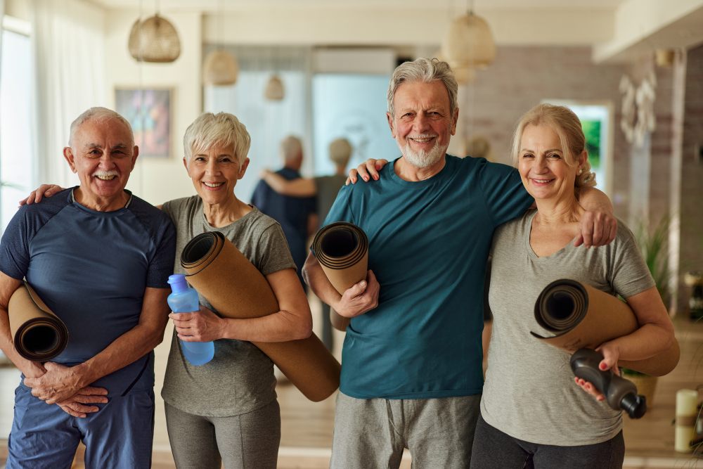 Senior friends taking a fitness class at Wellbridge